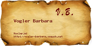 Vogler Barbara névjegykártya